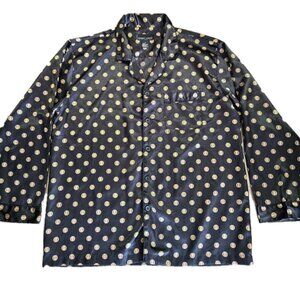Robert Louis Silk Blend Shirt Mens XL Luxury Satin Pajama Button Black Gold EUC